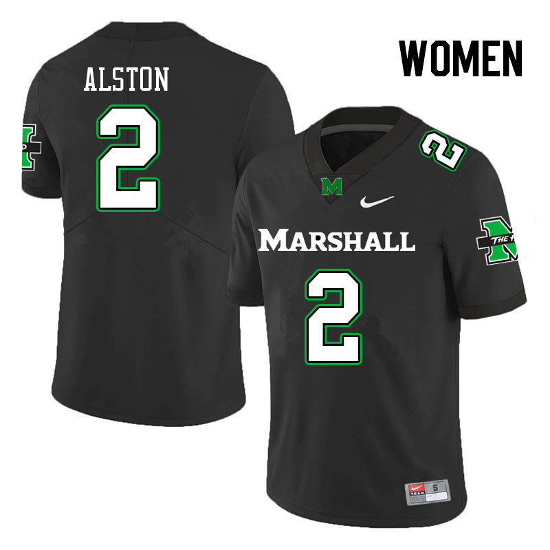 Women #2 Elijah Alston Marshall Thundering Herd College Football Jerseys Stitched-Black